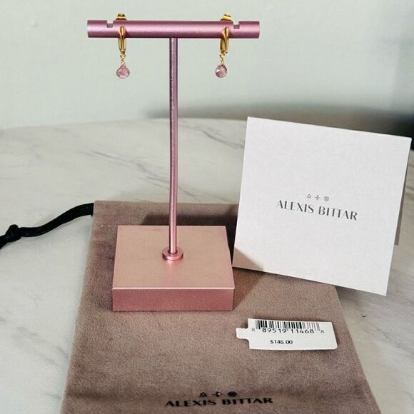 Alexas Bittar Asterales Thorn 14K Goldplated & Pink Tourmaline Drop Earrings NWT - Picture 4 of 16